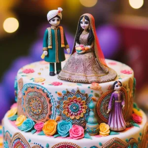 an-Indian-style-engagement-cake