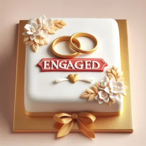 square engagement cake with two rings 4
