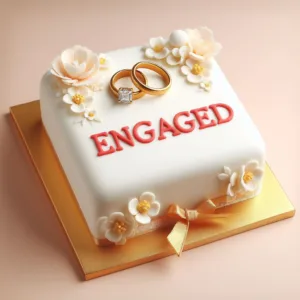 square engagement cake with two rings 4