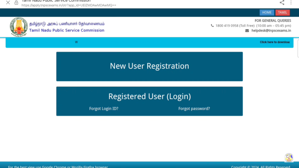 Click "registered user" to open hall ticket download page